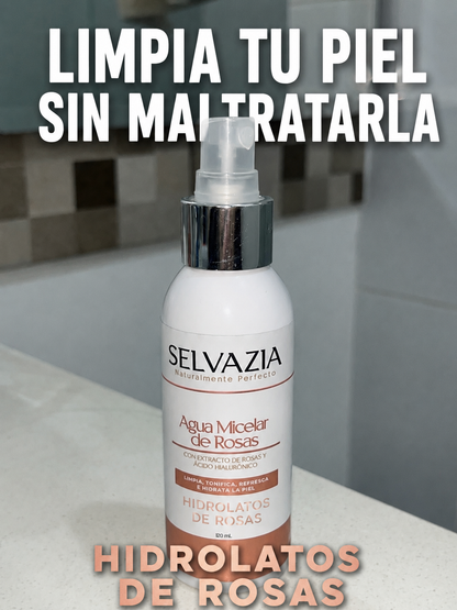 Agua Micelar de Rosas + Ácido hialurónico | Hidrata y limpia gentilmente tu piel