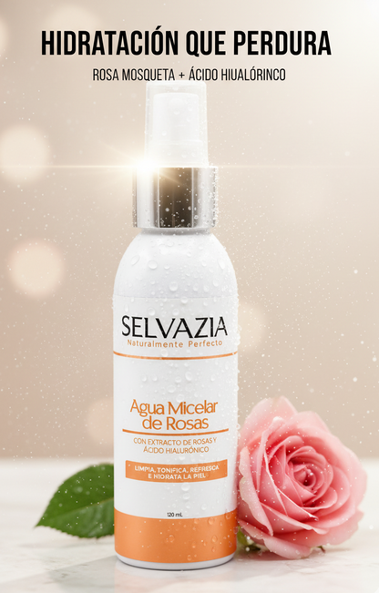 Agua Micelar de Rosas + Ácido hialurónico | Hidrata y limpia gentilmente tu piel